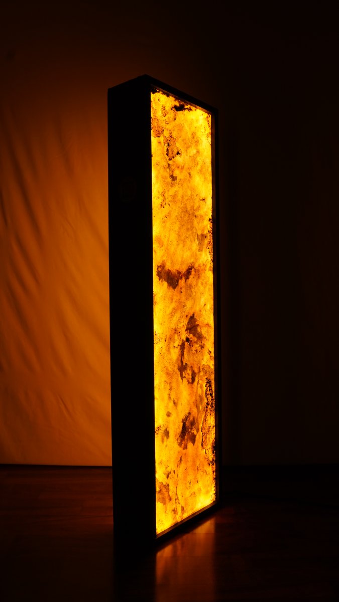 Stehlampe, Stehleuchte, Eiche Schwarz, Furnier Hell SIMBRA Stehlampe, Eiche, Naturstein hell